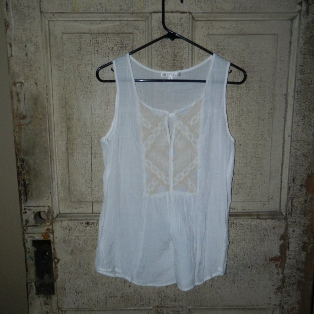 Spense Lace Front Boho Tank Top Shirt Size M (CC-41)